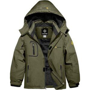 Boy's Waterproof Ski Snow Jacket Fleece Windproof Winter Jacket with Hood